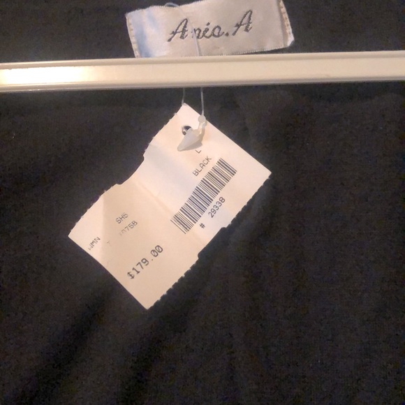 New, black coat with flower shaped buttons, w/ beautiful trim, Size L - Picture 2 of 6